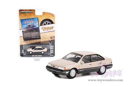 Greenlight - Vintage Ad Cars Series 8 | Ford Taurus "Some Of Our Best Advertising Isn't Advertising" (1989, 1/64 scale diecast model car, Beige) 39110E/48