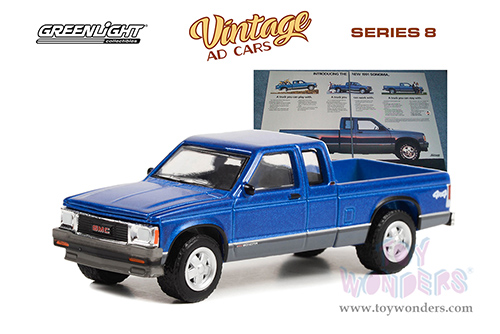 Greenlight - Vintage Ad Cars Series 8 | GMC Sonoma Pickup Truck "It's Not Just A Truck Anymore" (1991, 1/64 scale diecast model car, Blue Metallic and Gray) 39110F/48