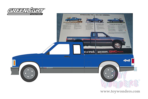 Greenlight - Vintage Ad Cars Series 8 | GMC Sonoma Pickup Truck "It's Not Just A Truck Anymore" (1991, 1/64 scale diecast model car, Blue Metallic and Gray) 39110F/48