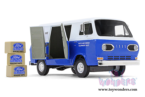 First Gear - Ford Tractor Parts and Service Ford Econoline Van with Three Boxes (1960, 1/25 scale diecast model car, White/Blue) 40-0394