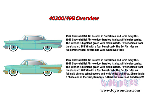 Castline M2 Machines Auto-Thentics - Chevrolet Bel Air Hard Top (1957, 1/24 scale diecast model car, Surf Green) 40300/49B