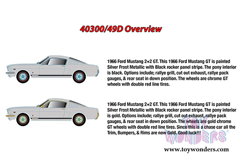 Castline M2 Machines Detroit-Muscle Premium - Ford Mustang GT 2 + 2 Fastback Hard Top (1966, 1/24 scale diecast model car, Silver Frost) 40300/49D