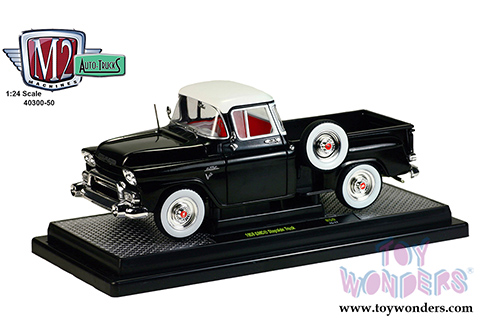 Castline M2 Machines Auto-Trucks Premium - GMC Stepside Truck (1958, 1/24 scale diecast model car, Gloss Black) 40300/50A