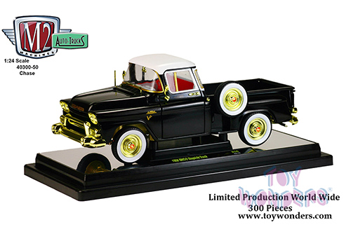 Castline M2 Machines Auto-Trucks Premium - GMC Stepside Truck (1958, 1/24 scale diecast model car, Gloss Black) 40300/50A