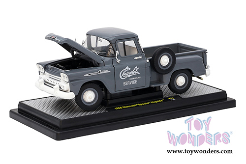 Castline M2 Machines Auto-Trucks | Chevrolet Apache Stepside Pickup (1958, 1/24 scale diecast model car, Granite Gray) 40300/55A