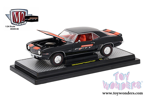 Castline M2 Machines Camaro Fifty - Chevrolet&reg; Camaro&reg; Z/28 Hardtop (1969, 1/24 scale diecast model car, Black/Orange) 40300/56B