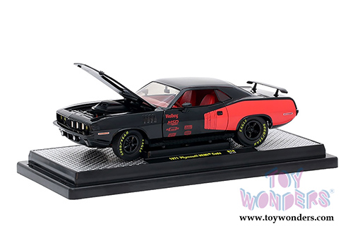 Castline M2 Machines Auto-Mods | Plymouth HEMI&reg; Cuda Hardtop (1971, 1/24 scale diecast model car, Black/Red) 40300/58A