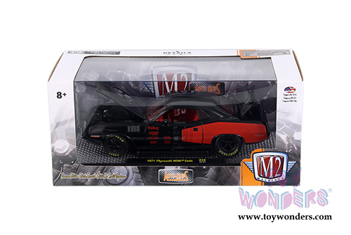 Castline M2 Machines Auto-Mods | Plymouth HEMI&reg; Cuda Hardtop (1971, 1/24 scale diecast model car, Black/Red) 40300/58A