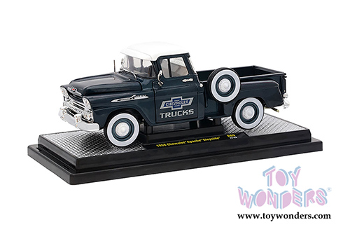 Castline M2 Machines Chevrolet&reg; Trucks 100 Years | Chevrolet Apache Stepside&trade; Pickup (1958, 1/24 scale diecast model car, Blue/White) 40300/60A