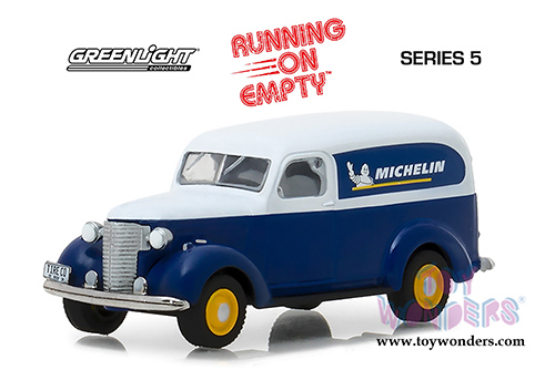 Greenlight - Running on Empty Series 5 | Chevrolet Panel Truck Michelin (1939, 1/64 scale diecast model car, Blue/White) 41050B/48