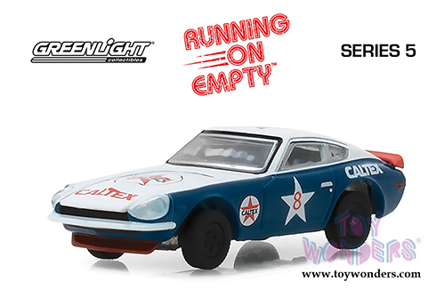 Greenlight - Running on Empty Series 5 | Datsun 240Z "Caltex" #8 (1970, 1/64 scale diecast model car, Blue/White) 41050E/48