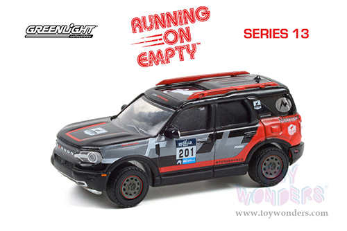 Greenlight - Running on Empty Series 13 | Ford Bronco Sport #201 Winner Rebelle Rally (2021, 1/64 scale diecast model car, Black/Red/Gray) 41130F/48