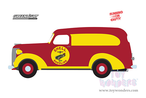 Greenlight - Running on Empty Series 14 | Chevrolet® Panel Truck "Shell Gasoline" (1939, 1/64 scale diecast model car, Red/Yellow) 41140A/48