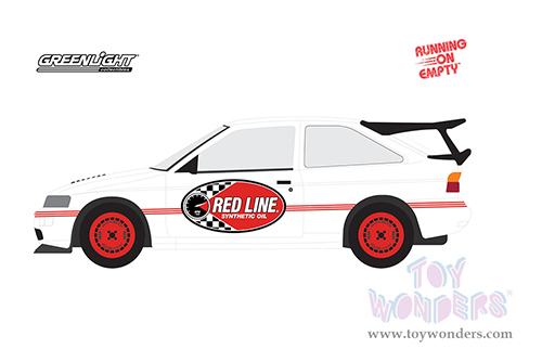 Greenlight - Running on Empty Series 14 | Ford Escort RS Cosworth "Red Line Synthetic Oil" (1995, 1/64 scale diecast model car, White with Red Stripes) 41140E/48