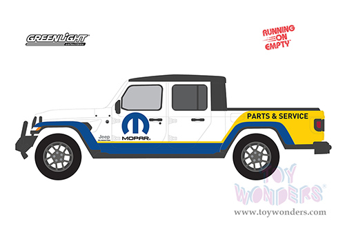 Greenlight - Running on Empty Series 14 | Jeep® Gladiator Pickup Truck "MOPAR Parts & Service" (2021, 1/64 scale diecast model car, White with Black Top) 41140F/48