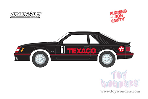 Greenlight - Running on Empty Series 15 | Ford Mustang GT #1 "Texaco" (1982, 1/64 scale diecast model car, Black) 41150C/48