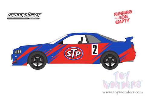 Greenlight - Running on Empty Series 15 | Nissan Skyline GT-R (R34) #2 "STP" (2002, 1/64 scale diecast model car, Blue) 41150D/48