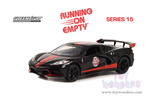 Greenlight - Running on Empty Series 15 | Chevrolet® Corvette C8 Stingray Coupe "Adam's Polishes" (2022, 1/64 scale diecast model car, Black with Red Stripes) 41150F/48
