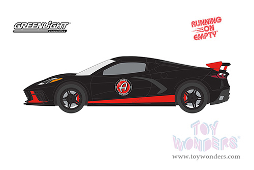 Greenlight - Running on Empty Series 15 | Chevrolet® Corvette C8 Stingray Coupe "Adam's Polishes" (2022, 1/64 scale diecast model car, Black with Red Stripes) 41150F/48