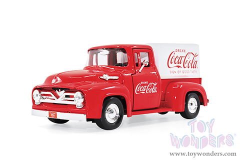 Motor City Coca-Cola - Ford F-100 Pickup Truck with Canopy (1955, 1/24 scale diecast model car, Red/White) 424050 MAP: $39.99