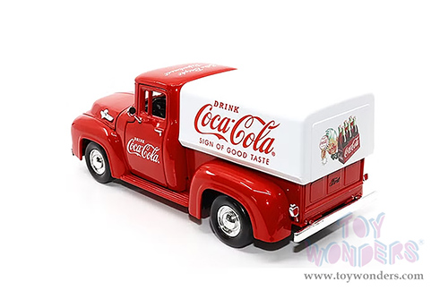 Motor City Coca-Cola - Ford F-100 Pickup Truck with Canopy (1955, 1/24 scale diecast model car, Red/White) 424050 MAP: $39.99