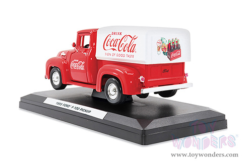 Motor City Coca-Cola - Ford F-100 Pickup Truck with Canopy (1955, 1/24 scale diecast model car, Red/White) 424050 MAP: $39.99