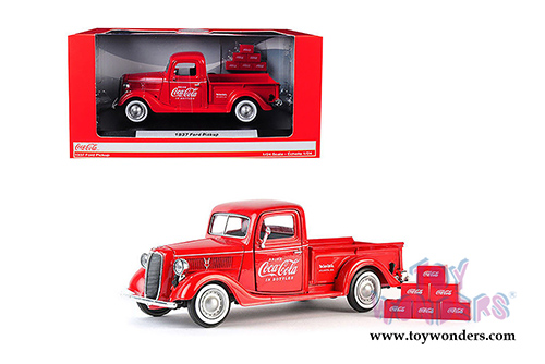 Motor City Coca-Cola - Ford Pickup with 6 bottle cartons (1937, 1/24 scale diecast model car, Red) 424065 MAP: $44.99
