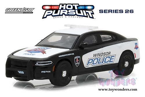 Greenlight - Hot Pursuit Series 26 | Dodge Charger Windsor Police Service (2017, 1/64 scale diecast model car, Black/White) 42830F/48