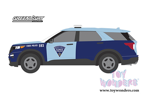 Greenlight - Hot Pursuit Series 36 | Ford Police Interceptor Utility Massachusetts State Police (2020, 1/64 scale diecast model car, Blue) 42930F/48