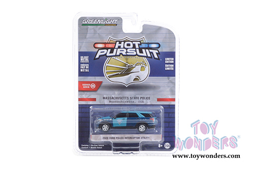 Greenlight - Hot Pursuit Series 36 | Ford Police Interceptor Utility Massachusetts State Police (2020, 1/64 scale diecast model car, Blue) 42930F/48