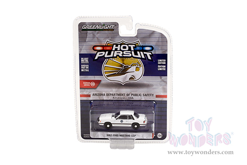 Greenlight - Hot Pursuit Series 39 | Ford Mustang SSP - Arizona Department of Public Safety (1982, 1/64 scale diecast model car, Black/White) 42970A/48