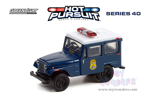Greenlight - Hot Pursuit Series 40 | Jeep® DJ-5 "Indianapolis Metropolitan Police Department" (Indiana) (1974, 1/64 scale diecast model car, Dark Blue with White Top) 42980A/48