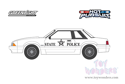 Greenlight - Hot Pursuit Series 41 | Ford Mustang SSP Police - Oregon State Police (1993, 1/64 scale diecast model car, White) 42990B/48