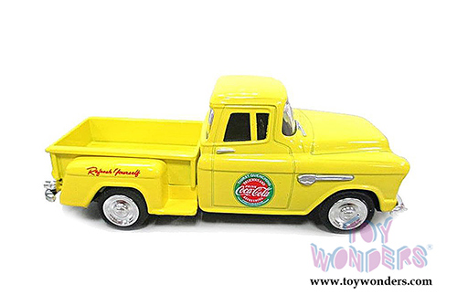 Motor City Coca-Cola - Chevy Stepside Pickup Truck (1955, 1/43 scale diecast model car, Yellow) 430001