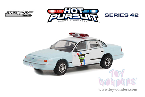 Greenlight - Hot Pursuit Series 42 | Ford Crown Victoria Police Interceptor - South Dakota Highway Patrol (1992, 1/64 scale diecast model car, white and light blue) 43000B/48