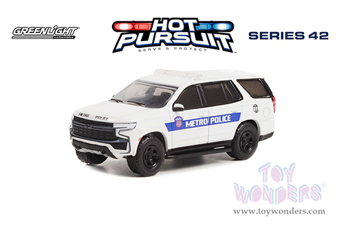 Greenlight - Hot Pursuit Series 42 | Chevrolet&reg; Tahoe Police Pursuit Vehicle (PPV) - Houston, Texas METRO Police (2021, 1/64 scale diecast model car, white) 43000F/48