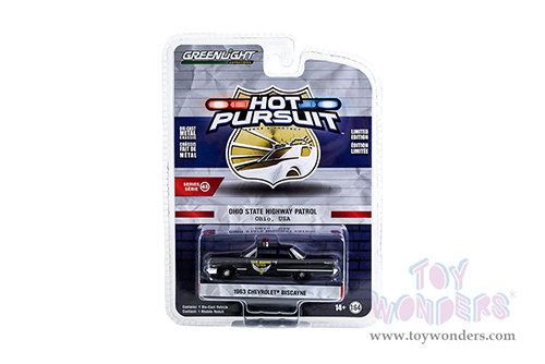 Greenlight - Hot Pursuit Series 43 | Chevrolet&reg; Biscayne "Ohio State Highway Patrol" (1963, 1/64 scale diecast model car, Black) 43010A/48