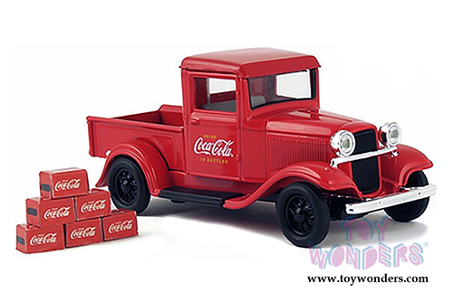Motor City Coca-Cola - Ford Model A Pick-Up with 6 Bottle Cartons (1934, 1/43 scale diecast model car, Red) 443743 MAP: $24.99
