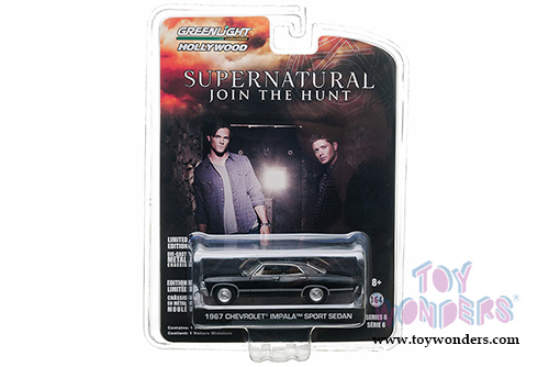 Greenlight Hollywood Series 6 - Supernatural TV Show Chevy Impala Hard Top (1967, 1/64 scale diecast model car, Black) 44660E