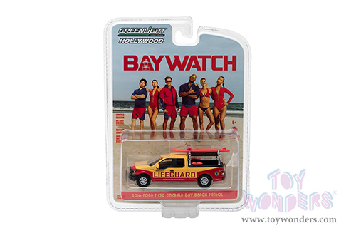 Greenlight - Hollywood Series 16 | Ford F-150 Emerald Bay Beach Patrol - Baywatch (2017) Movie (2016, 1/64 scale diecast model car, Yellow/Red) 44760F/48