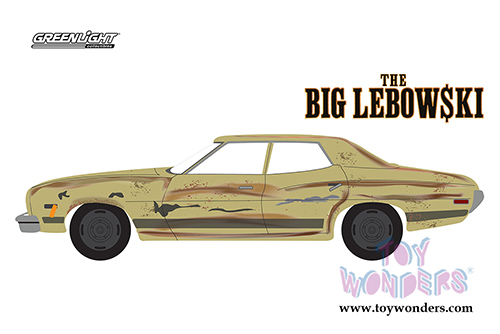Greenlight - Hollywood Series 18 | The Dude's Ford Gran Torino The Big Lebowski Movie (1973, 1/64 scale diecast model car, Yellow) 44780D/48