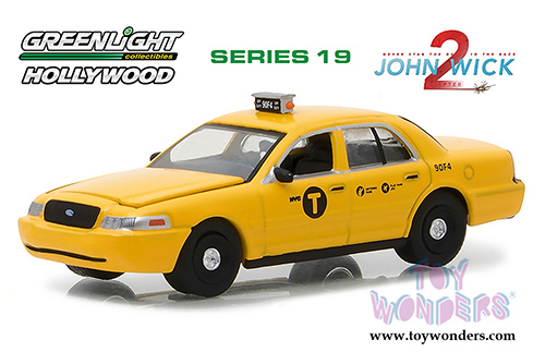 Greenlight - Hollywood Series 19 | John Wick Chapter 2 Ford Crown Victoria New York City Taxi (2008, 1/64 scale diecast model car, Yellow) 44790F/48