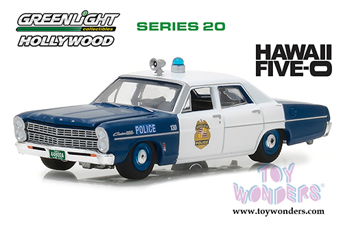 Greenlight - Hollywood Series 20 | Ford Custom 500 Hawaii Five-O Honolulu Police (1967, 1/64 scale diecast model car, White/Blue) 44800A/48