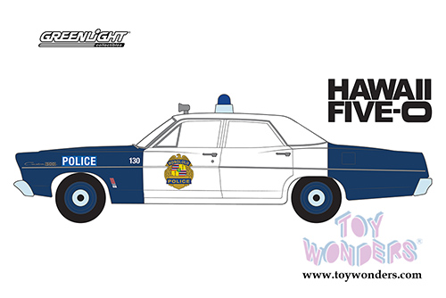 Greenlight - Hollywood Series 20 | Ford Custom 500 Hawaii Five-O Honolulu Police (1967, 1/64 scale diecast model car, White/Blue) 44800A/48