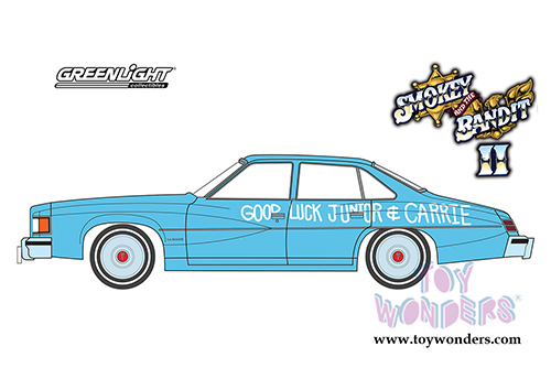 Greenlight - Hollywood Series 23 | Smokey and the Bandit II (1980) Wedding Car Pontiac LeMans (1977, 1/64 scale diecast model car, Blue) 44830B/48