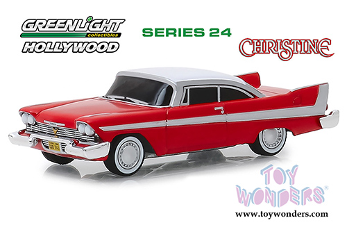Greenlight - Hollywood Series 24 | Plymouth Fury - Evil Version with Blacked Out Windows - Christine (1958, 1/64 scale diecast model car, Red/White) 44840B/48