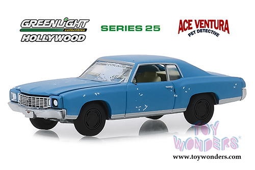 Greenlight - Hollywood Series 25 | Ace Ventura "Pet Detective" Chevrolet&reg; Monte Carlo (1972, 1/64 scale diecast model car, Blue) 44850F/48