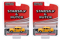 Greenlight - Hollywood Special Edition Checker Taxi "Metro Cab Co." "Starsky and Hutch" (1975-1979) TV Series Set of 6 pieces (1968, 1/64 scale diecast model car, Yellow) 44855C/48