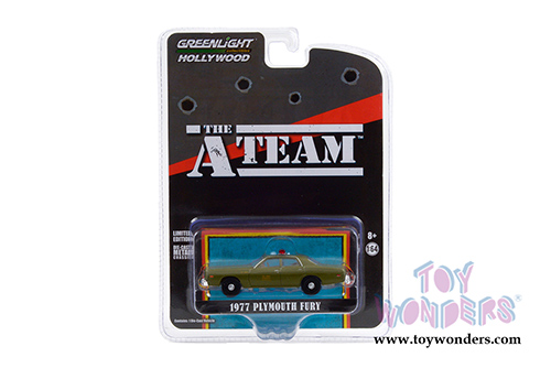 Greenlight Hollywood - The A-Team Special Edition Plymouth Fury U.S. Army Police (1977, 1/64 scale diecast model car, Green) 44865A/48