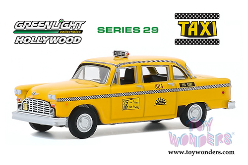 Greenlight - Hollywood Series 29 | Checker Taxicab #804 Sunshine Cab Company - Taxi (TV Series, 1978-83) (1974, 1/64 scale diecast model car, Yellow) 44890C/48